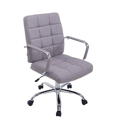 Decoshop26 Chaise fauteuil de bureau à roulettes en tissu gris hauteur réglable BUR10113