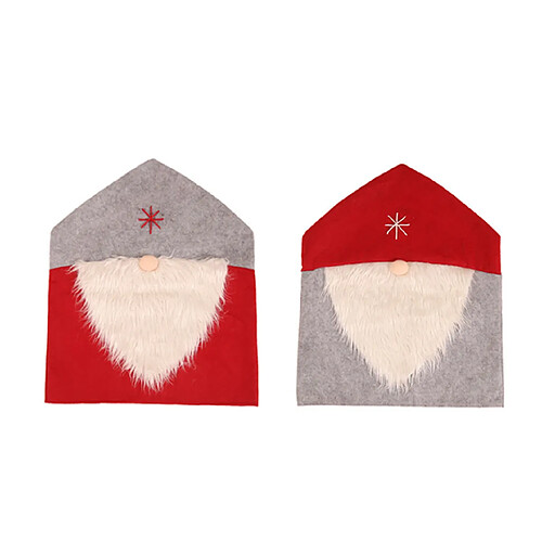 C377 2pcs Santa Claus Beard Chaise Bard Couverture arrière Chaise Capuchon de protection Accueil Décoration de vacances de Noël