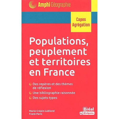 Populations, peuplement et territoires en France : Capes, agrégation · Occasion