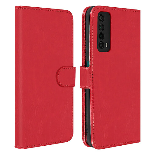 Avizar Étui Huawei P smart 2021 Protection avec Porte-carte Fonction Support Rouge