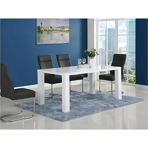 Vente-Unique Table à manger MONICA - 6 personnes - MDF laqué blanc