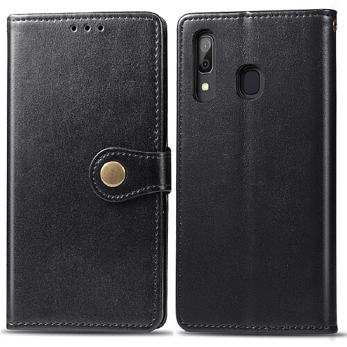 Wewoo Housse Coque Etui en cuir de protection pour téléphone portable avec boucle photocadre photo et fente carteportefeuille et support Galaxy A20 / A30 noir