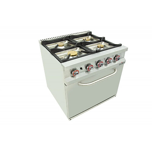 Cuisinière à Gaz 4 Feux avec Pilote et Four Thermostatique GN 2/1 - Arilex