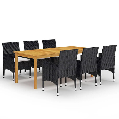 Salle à manger de jardin 7 pcs,Table et chaise à dîner Noir -MN85685