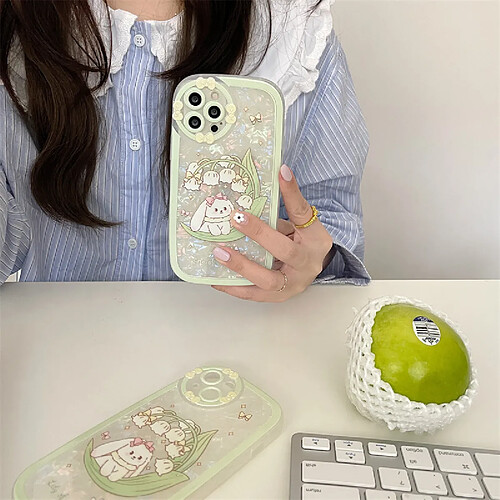 GUPBOO Étui pour iPhone13 Mignon Lis de l'Orchidée Lapin Fille Téléphone Cas Silicone Femelle