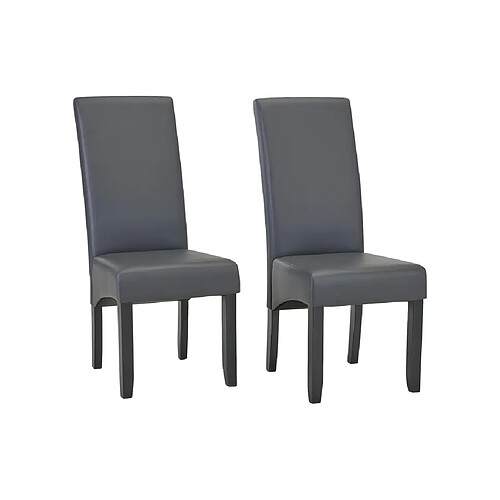 Vente-Unique Lot de 2 chaises ROVIGO - Simili gris mat - Pieds bois noir