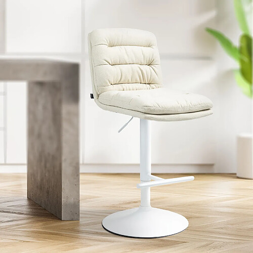 Non Tabouret de bar Damar tissu blanc