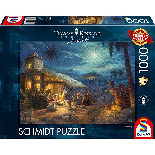 Schmidt Spiele Thomas Kinkade, Esprit, Naissance de Jésus, Puzzle de 1000 pièces, 59676, Coloré