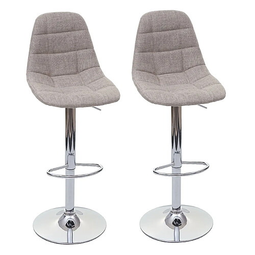 Decoshop26 2x tabourets de bar comptoir chaise haute en tissu crème gris base et cadre en acier chromé 04_0000105