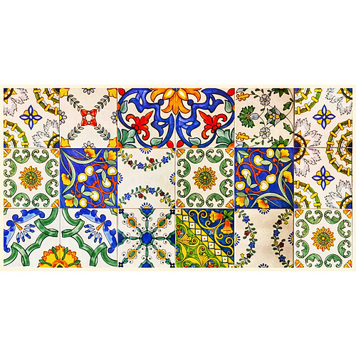 Alter Chemin de cuisine, 100% Made in Italy, Tapis résistant aux taches avec impression numérique, Tapis antidérapant et lavable, Modèle Maiolica - Bertha, cm 100x52