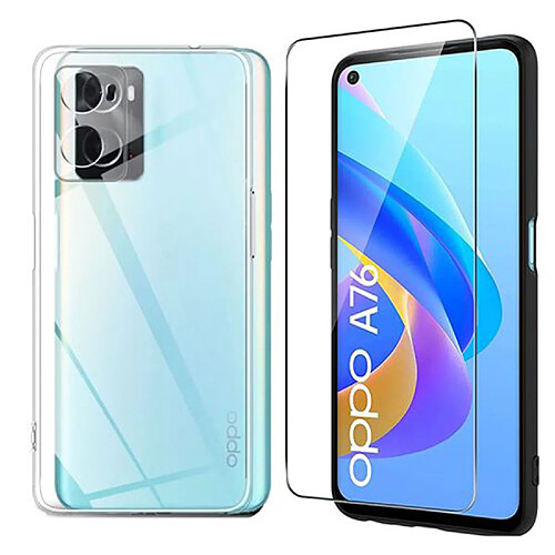 Film verre trempé pour Oppo A76 6.56" CPH2375 + Coque de protection souple -Visiodirect-