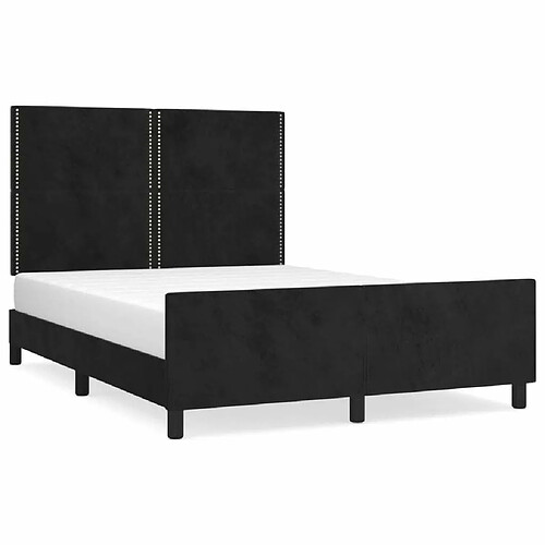 Maison Chic Cadre/structure de lit avec tête de lit pour adulte - Lit Moderne Chambre Noir 140x200 cm Velours -MN24210