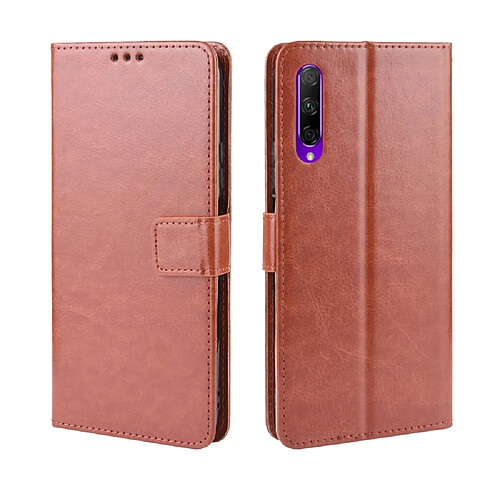 Wewoo Housse Coque Étui en cuir à rabat horizontal rétro Crazy Horse Texture pour Huawei Honor 9X / 9X Proavec support et fentes cartes et cadre photo marron