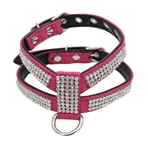 Collier En Cristal De Diamant Bling Animal De Compagnie Chat Chien Harnais Sangle De Poitrine Rose Rose Rouge L