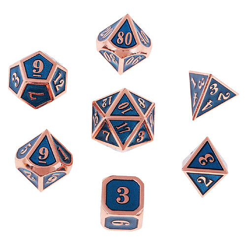 qualité dés polyédrique 7x set d4-d20 en alliage de zinc pour trpg mtg blue a