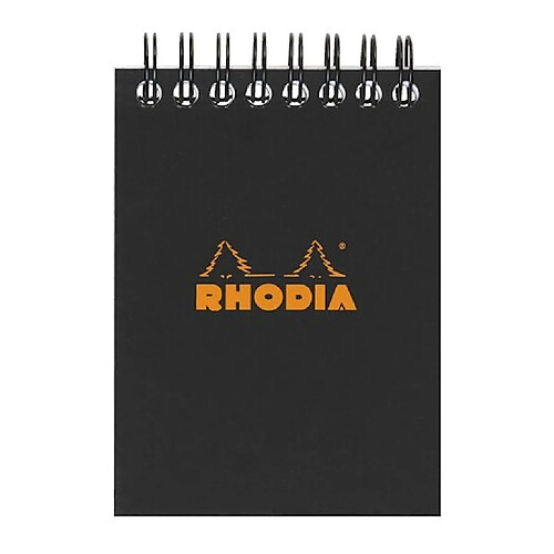 Bloc bureau Rhodia noir spirale 80 feuilles 5 x 5 cm n° 11 format 7,5 x 10,5 cm