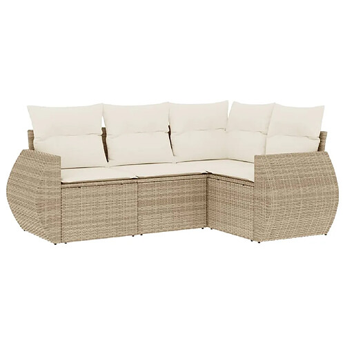 Maison Chic Salon de jardin avec coussins 4 pcs | Ensemble de Table et chaises | Mobilier d'Extérieur beige résine tressée -GKD29543