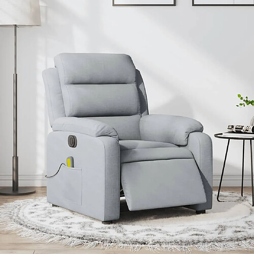 vidaXL Fauteuil de massage inclinable électrique gris clair tissu