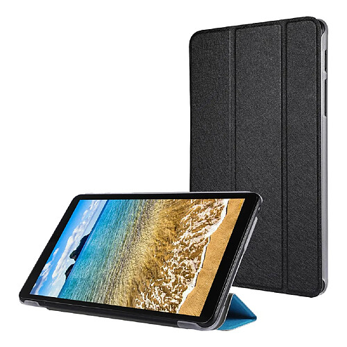 Etui en PU Texture de soie avec support tri-pliure noir pour votre Samsung Galaxy Tab A7 Lite 8.7 pouces