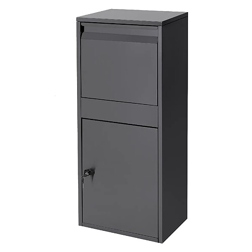 ML DESIGN MODERN LIVING Boîte à colis en acier galvanisé anthracite avec trappe pour colis 41x103x38 cm