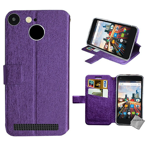 Htdmobiles Housse etui portefeuille pour Archos 50F Helium Lite + film ecran - MAUVE