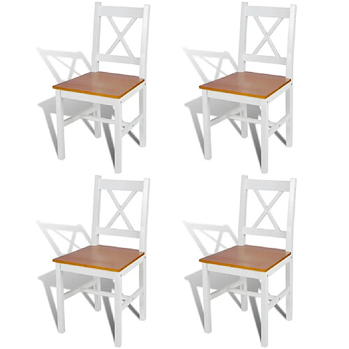 vidaXL Chaises à manger lot de 4 blanc bois de pin