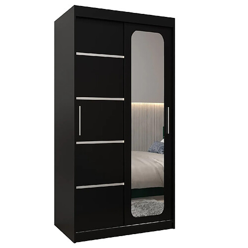 Abiks Meble Armoire PROMO V2 À Portes Coulissantes 200/100/62 2 Portes (Noir/Noir)