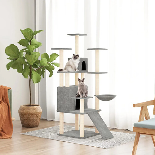 vidaXL Arbre à chat avec griffoirs en sisal Gris clair 154 cm