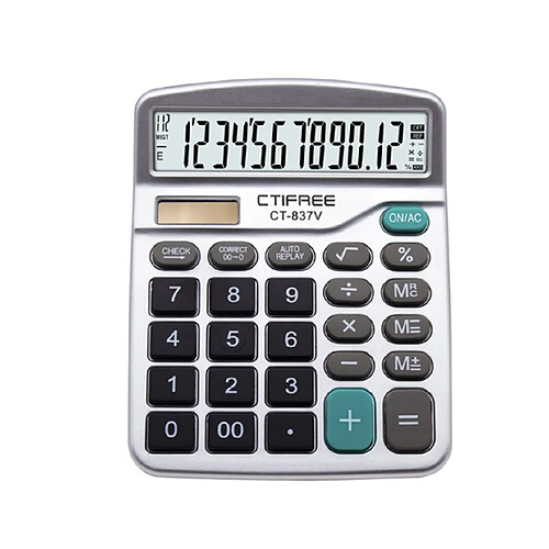 SOLAIRE SCIENCE EXAMEN Calculatrice arithmétique Calculatrice de bureau Calculateur de bureau électronique avec un grand écran de 12 chiffres