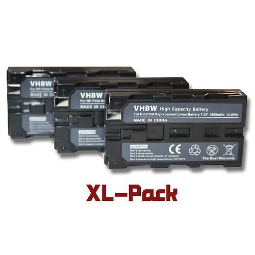 Vhbw Set de 3 batteries 1800mAh pour caméscope SONY DCR-TVDCR-TV900, DCR-TV900E, DCR-VX (MiniDV), DCR-VX1000, DCR-VX2000, DCR-VX2100