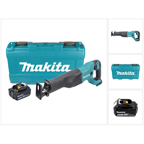 Makita DJR 186 T1K 18 V Li-Ion Scie récipro sans fil avec Boîtier de transport + 1x Batterie BL 1850 5,0 Ah, sans Chargeur