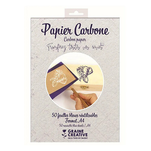 Graines Creatives Papier carbone - 50 feuilles bleues réutilisables - A4