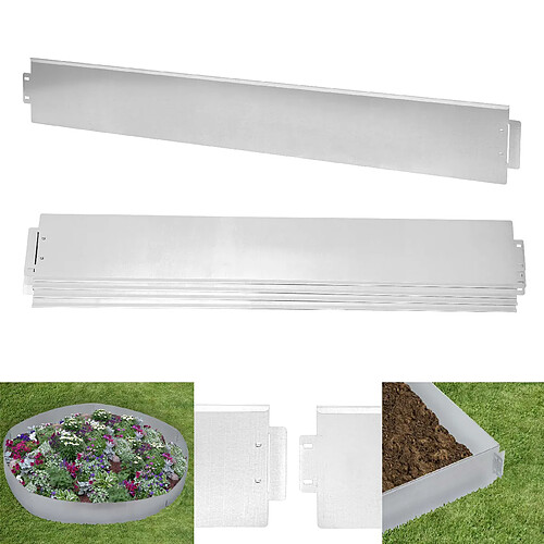 Mendler Bord de pelouse HWC-E82, 20x1m, entourage de platebande, bordure pour gazon, acier, 14cm, argenté