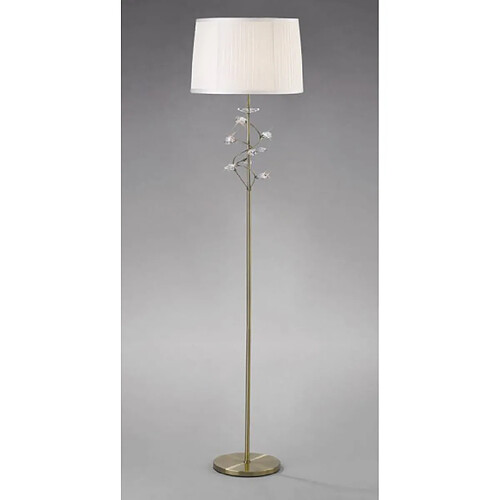 Luminaire Center Lampadaire Willow avec Abat jour blanc 1 Ampoule laiton antique/cristal