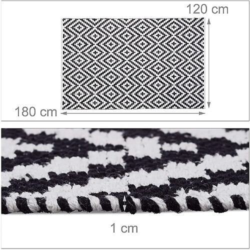 Helloshop26 Tapis de salon passage couloir coton 120 x 180 cm noir et blanc 13_0002839_2