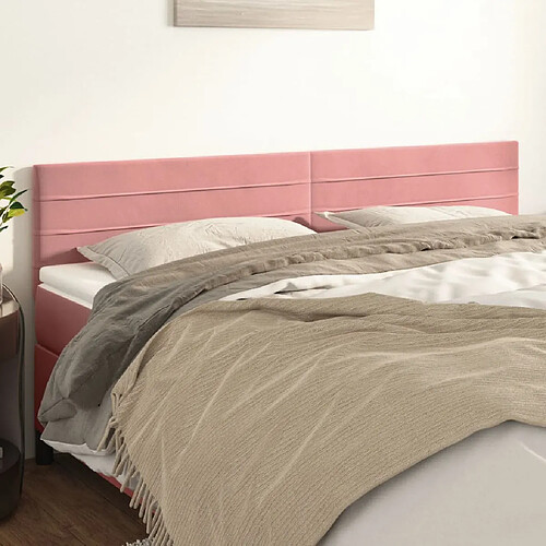 vidaXL Têtes de lit 2 pcs Rose 80x5x78/88 cm Velours