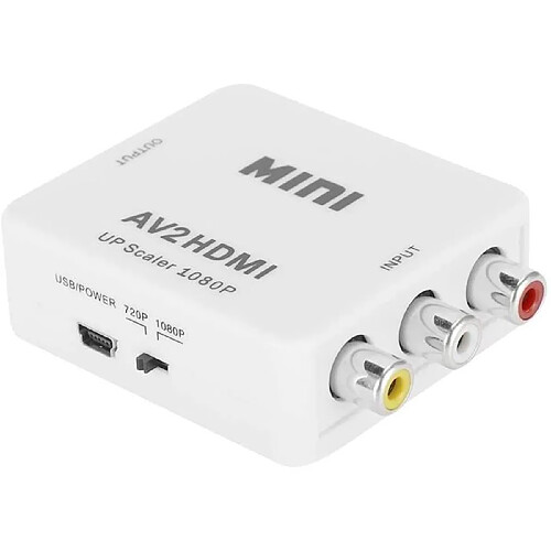 NC Convertisseur RCA vers HDMI, Mini Adaptateur RCA vers HDMI AV2HDMI convertisseur HD, convertisseur Audio vidéo HDMI prenant en A201