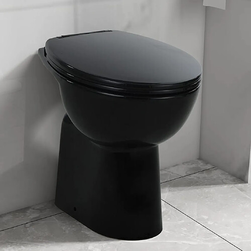 vidaXL Toilette haute sans bord fermeture douce 7 cm Céramique Noir