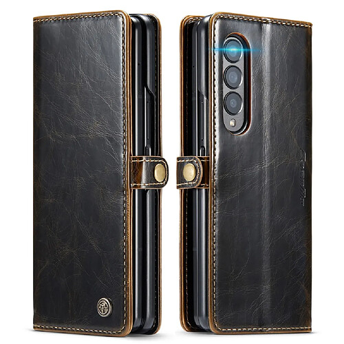 Etui en PU CASEME texture cireuse, fermeture magnétique marron pour votre Samsung Galaxy Z Fold3 5G