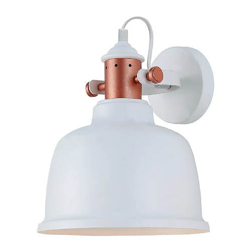 Italux Applique Industrielle Et Rétro Blanc 1 Lumière avec Abat-Jour Blanc Cuivre, E27