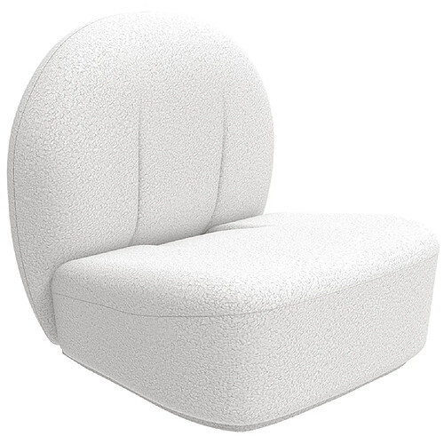 ICONIK INTERIOR Fauteuil design En Bouclette Fausse Fourrure Tapissée - Boucles Blanches - Loraine Blanc