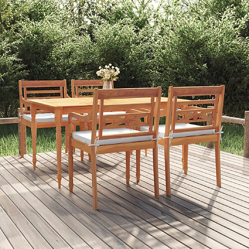 Salle à dîner de jardin 5 pcs,Table et chaise à manger Bois de teck massif -MN64855