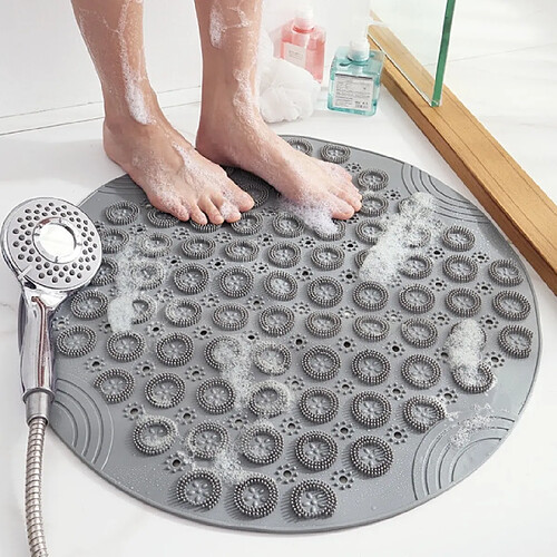 Universal Surface texturée Tapis de douche rond Tapis de douche antidérapant avec trou de vidange Massage Cabine de douche ronde, sol de la salle de bain | Serviettes de bain