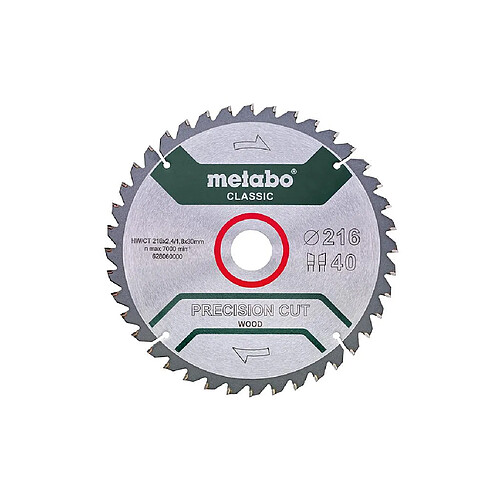 Metabo - Lame de scie circulaire classic 216x2.4x30 mm 40 dents WZ