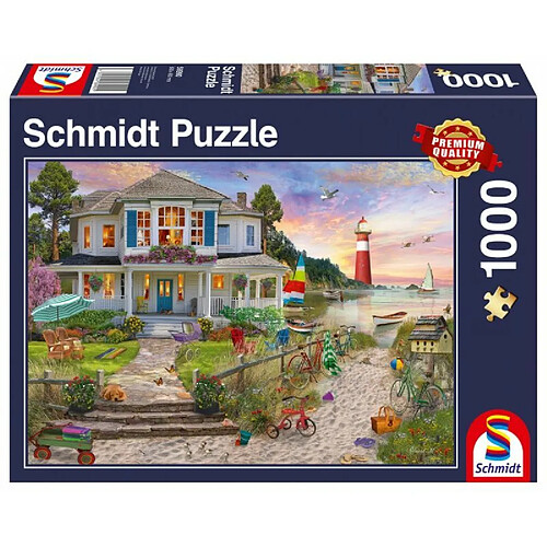 Schmidt Spiele-La Maison de Plage, Puzzle de 1000 pièces, 58990, Coloré