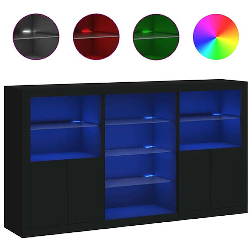 Maison Chic Commode Buffet - Meuble de rangement avec lumières LED noir 181,5x37x100 cm -GKD15260