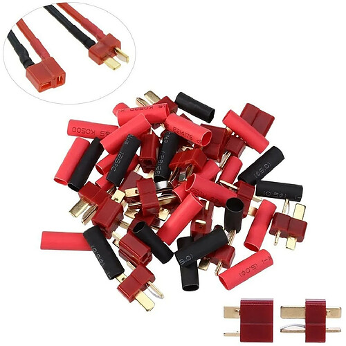 10 Connecteurs T-Plug Couples Deans Style avec 20 Pièces Tube Rétractable pour Batterie LiPo RC