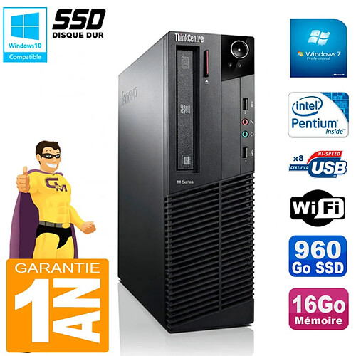 PC Lenovo M92p SFF Intel G630 16Go Disque 960Go SSD Graveur DVD Wifi W7 · Occasion