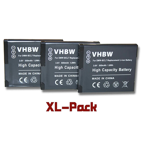 3x vhbw batterie SET adaptée pour caméra Panasonic Lumix DMC-SZ9P, DMC-SZ9S, DMC-XS1W, DMC-XS1K comme DMW-BCL7, DMW-BCL7E.