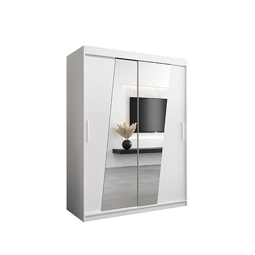 Abiks Meble Armoire Rhomb à portes coulissantes 200/150/62 2 portes (blanc/blanc)